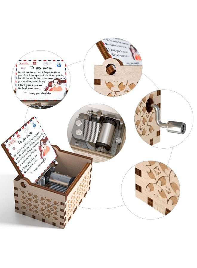 أوشيما صناديق موسيقى، هدايا أم لابنتها، صندوق موسيقى شمسة كهدية حب لعيد ميلاد، عجلة يد خشبية مطلية باللون للزوجة أو الصديقة، عيد العرس، عيد الميلاد، عيد الحب - Image 3